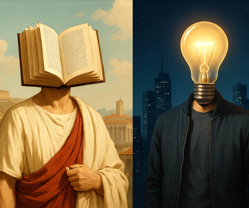 what-does-mean-smart1 Человек с книгой вместо головы в древней Греции и человек с лампочкой вместо головы в современности